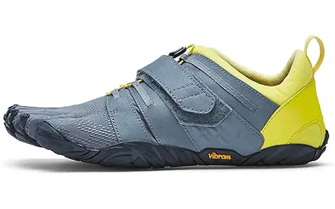 calzado minimalista de trail vibram fivefingers v-train, gris, amarillo y negro